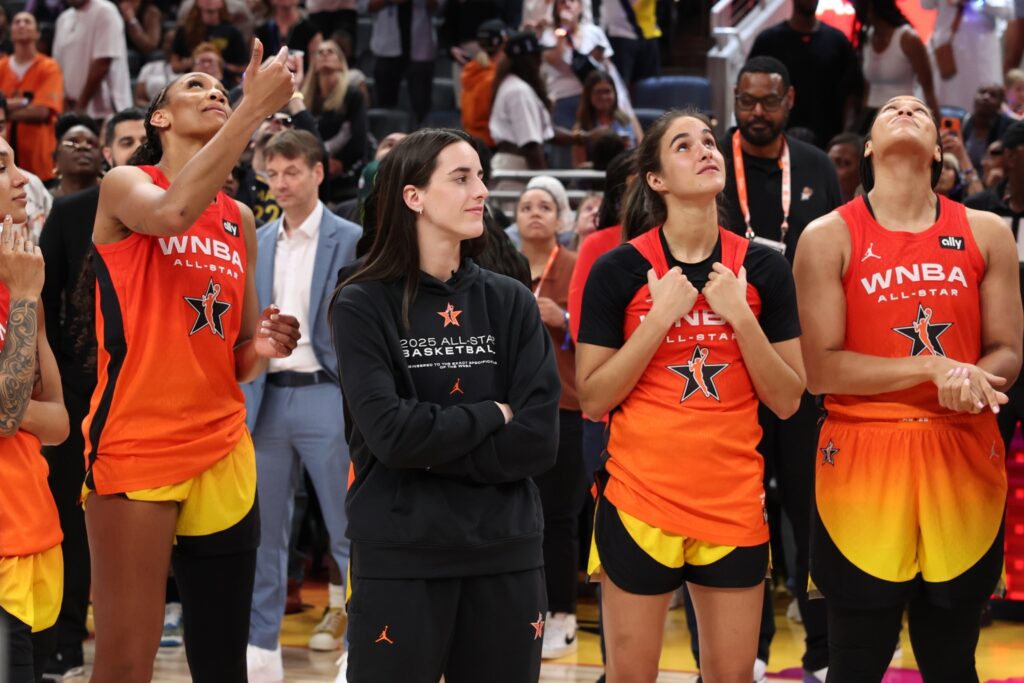 Aja Wilson, Caitlin Clark, Sonia Citron and Alyssa Thomas