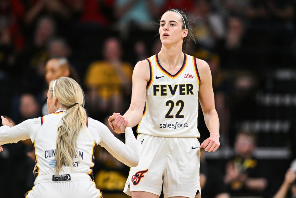 Sophie Cunningham and Caitlin Clark