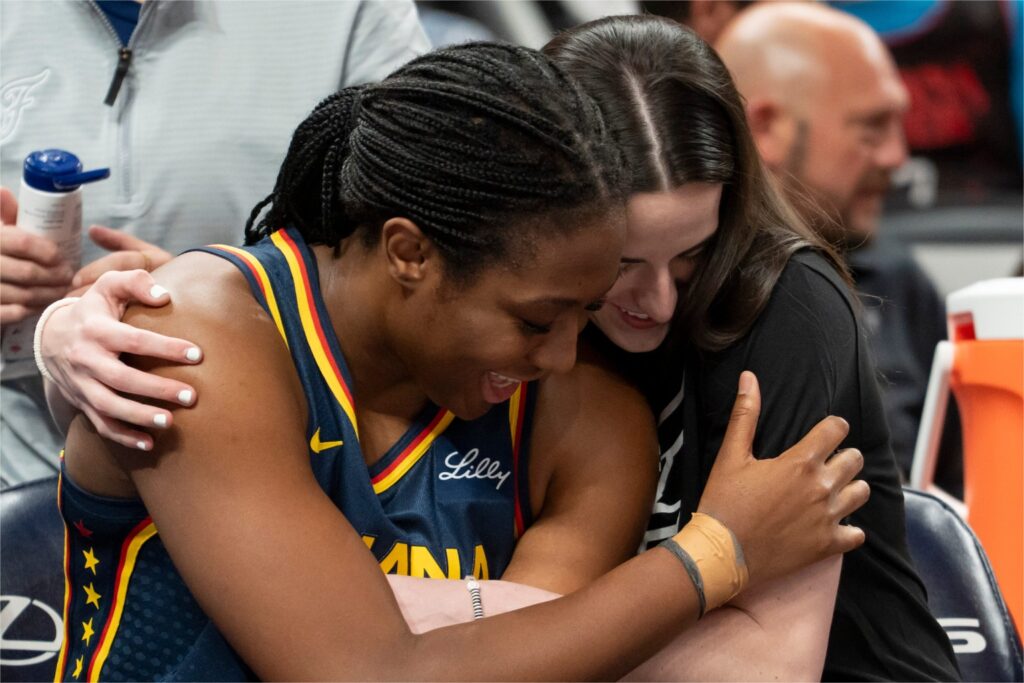 Caitlin Clark and Aliyah Boston