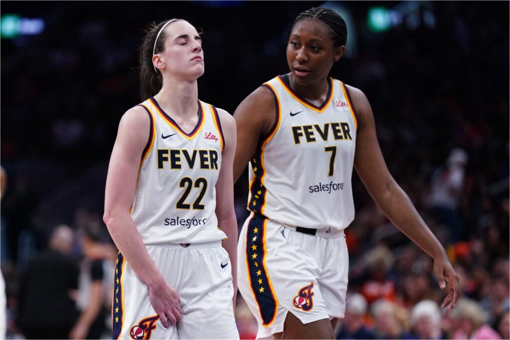 Caitlin Clark and Aliyah Boston