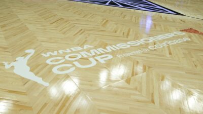 WNBA court during Commissioner&rsquo;s Cup game