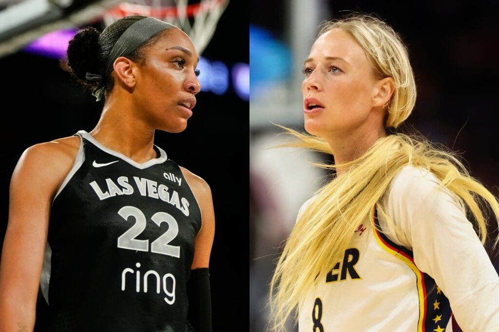 A'ja Wilson and Sophie Cunningham