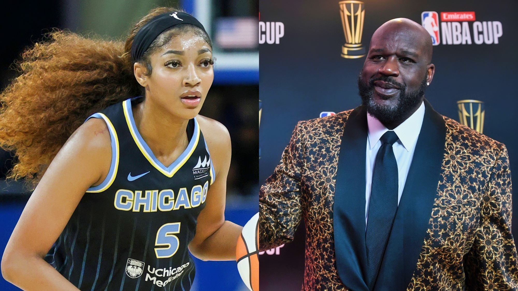 Angel Reese and Shaquille O'Neal