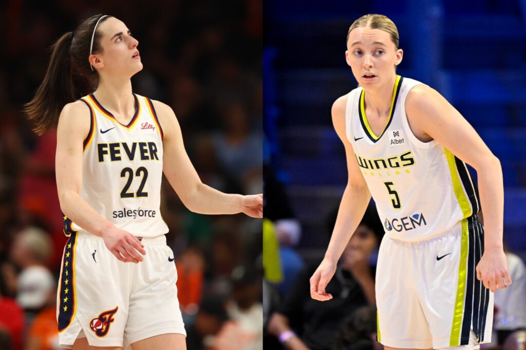 Paige Bueckers and Caitlin Clark