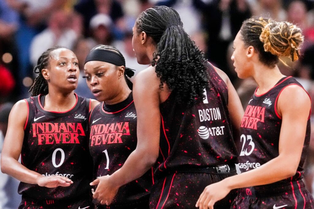 Indiana Fever Guard Kelsey Mitchell Talking to the Team