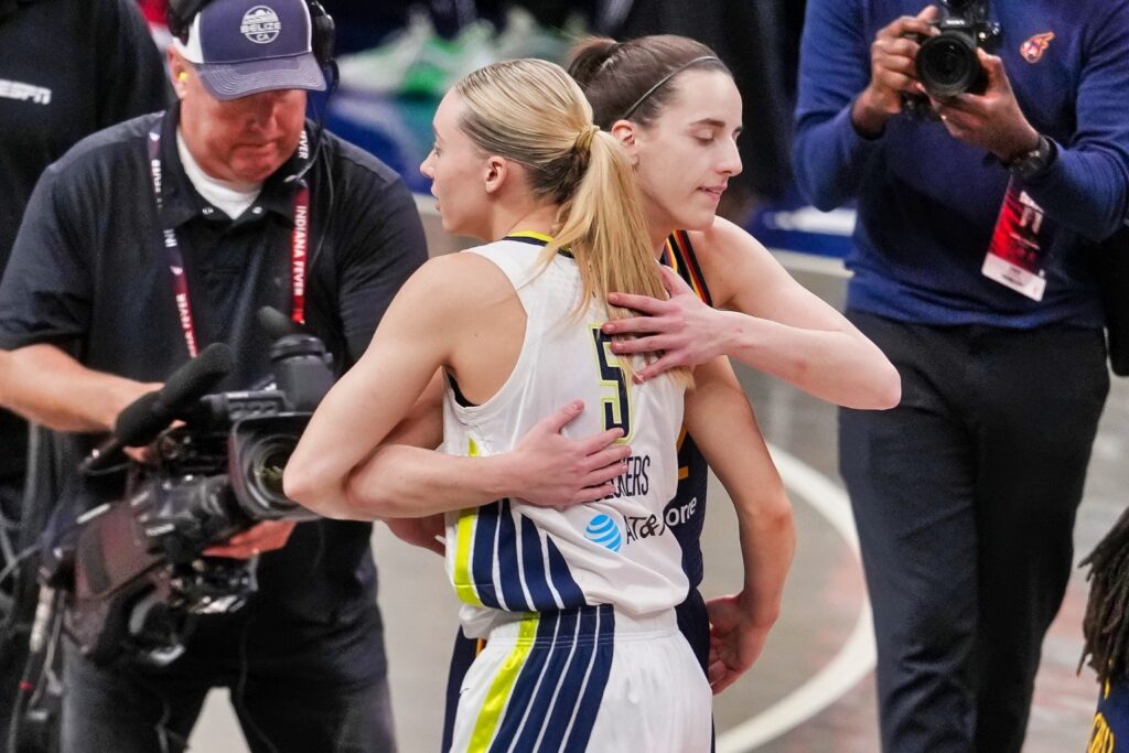 Paige Bueckers and Caitlin Clark