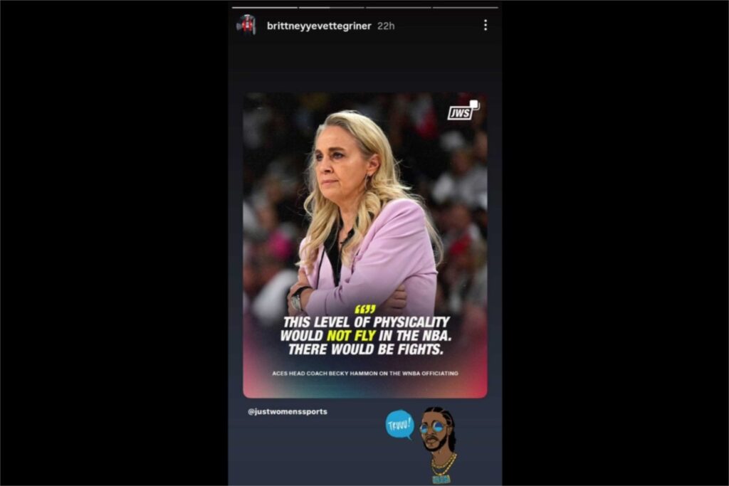 Screenshot of Brittney Griner's Instagram Story