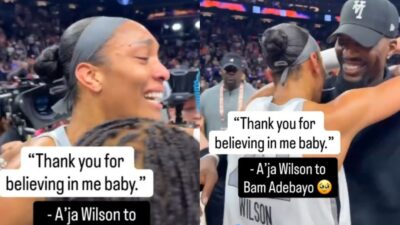 Cameras Caught A'Ja Wilson&rsquo;s Tearful Hug With NBA Boyfriend Bam Adebayo After Las Vegas Aces&rsquo; WNBA Title Win