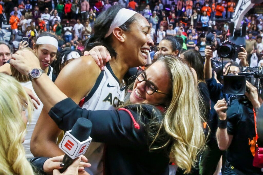 A'ja Wilson and Becky Hammon