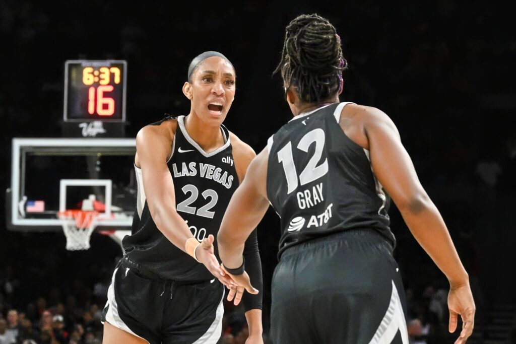 A'ja Wilson and Chelsea Gray