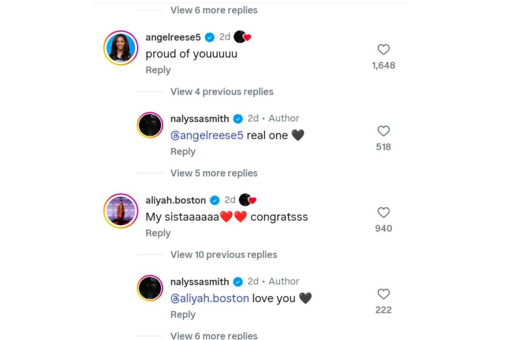 Aliyah Boston Comment On NaLyssa Smith Post