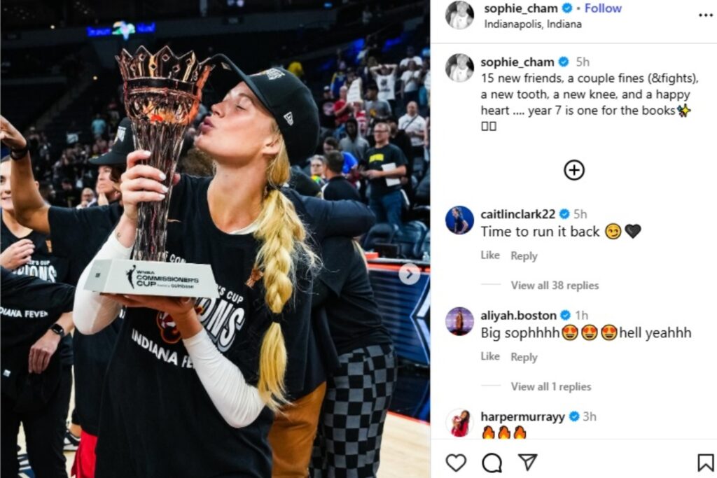 Caitlin Clark Comment On Sophie Cunningham's Post