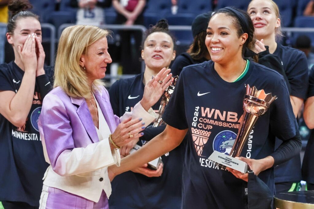 Cathy Engelbert and Napheesa Collier