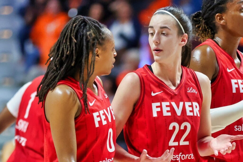 Kelsey Mitchell and Caitlin Clark