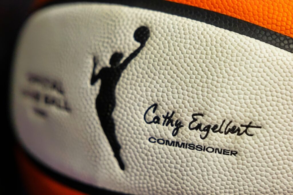 Name of WNBA Commissioner Cathy Engelbert on an Official WNBA Basketball