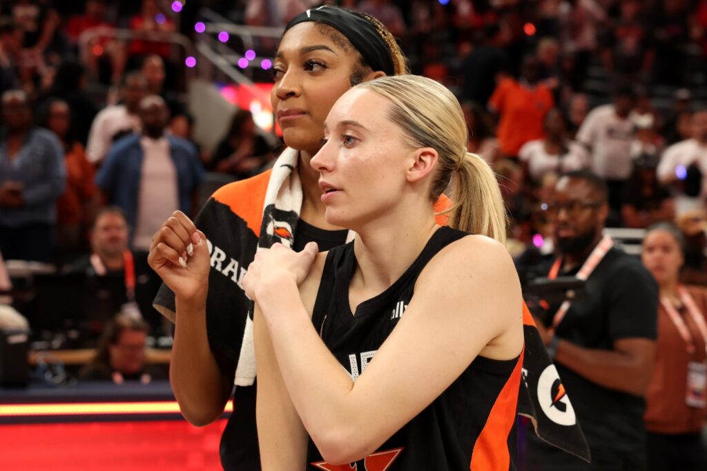 Paige Bueckers and Angel Reese