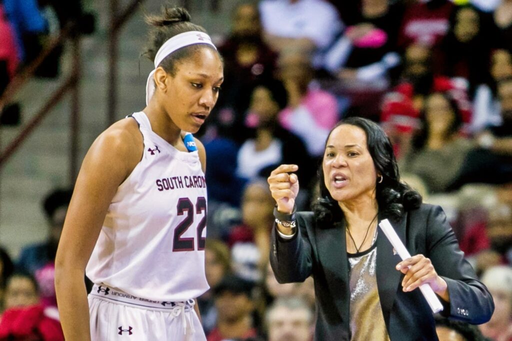 A'ja Wilson and Dawn Staley