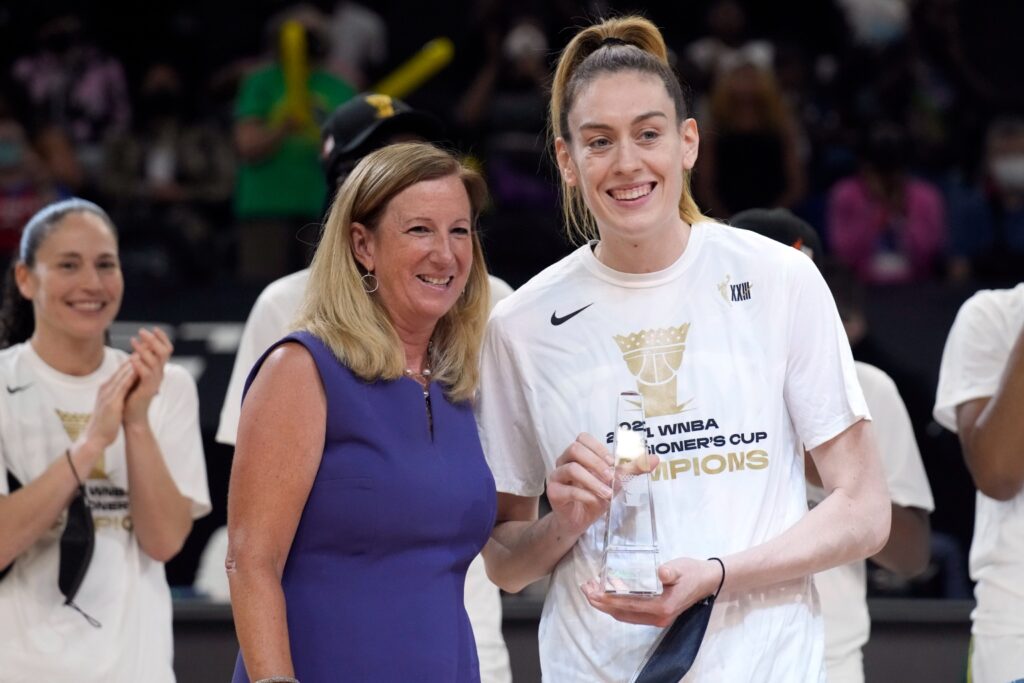 Cathy Engelbert and Breanna Stewart
