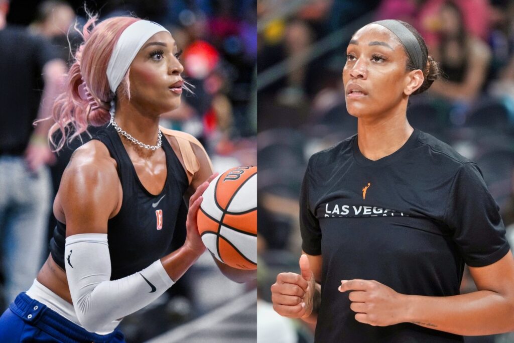 DiJonai Carrington and A'ja Wilson