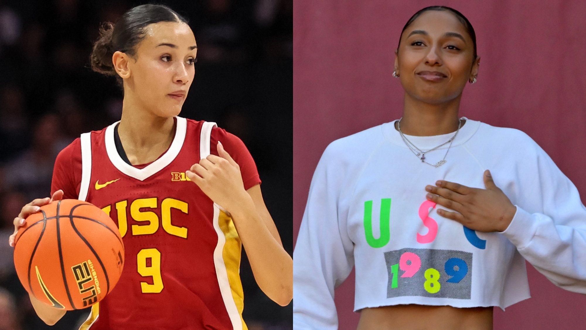 Cameras Caught JuJu Watkins Delivering Sideline Coaching Wisdom To Freshman Jazzy Davidson During USC Timeout