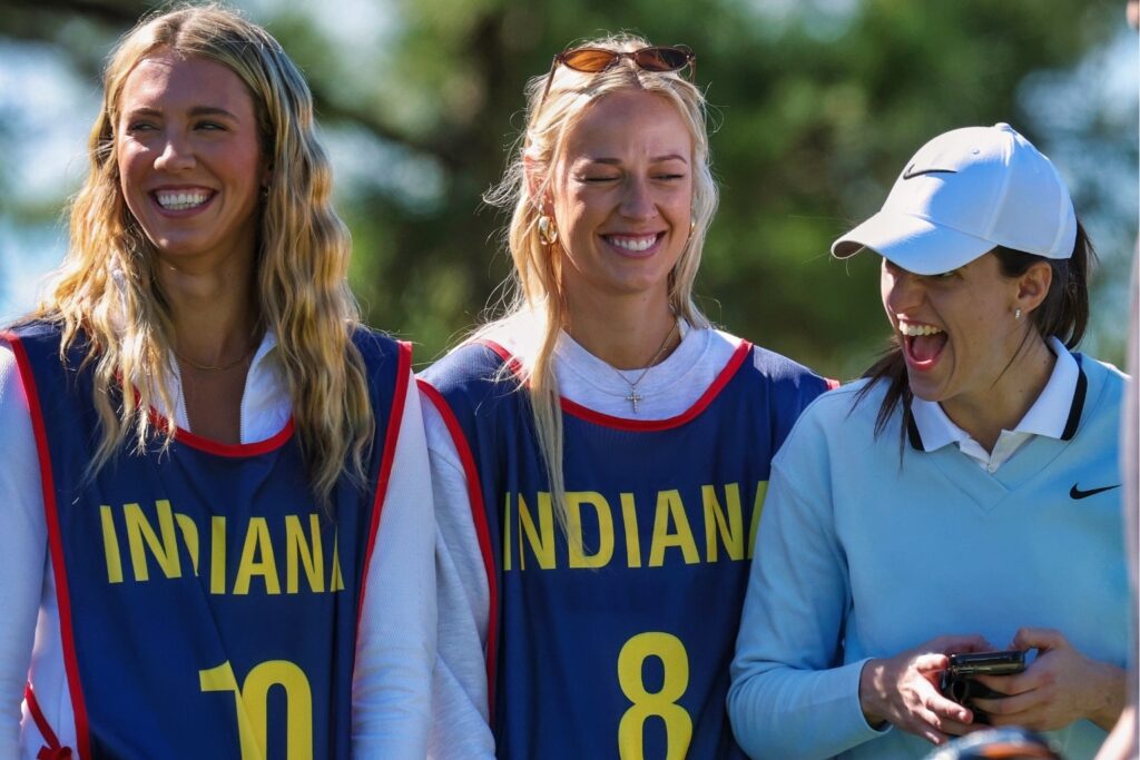 Lexie Hull, Sophie Cunningham and Caitlin Clark