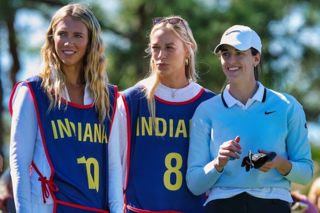 Lexie Hull, Sophie Cunningham and Caitlin Clark