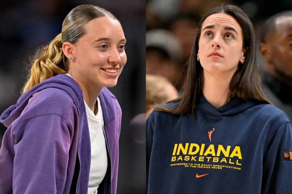 Paige Bueckers and Caitlin Clark