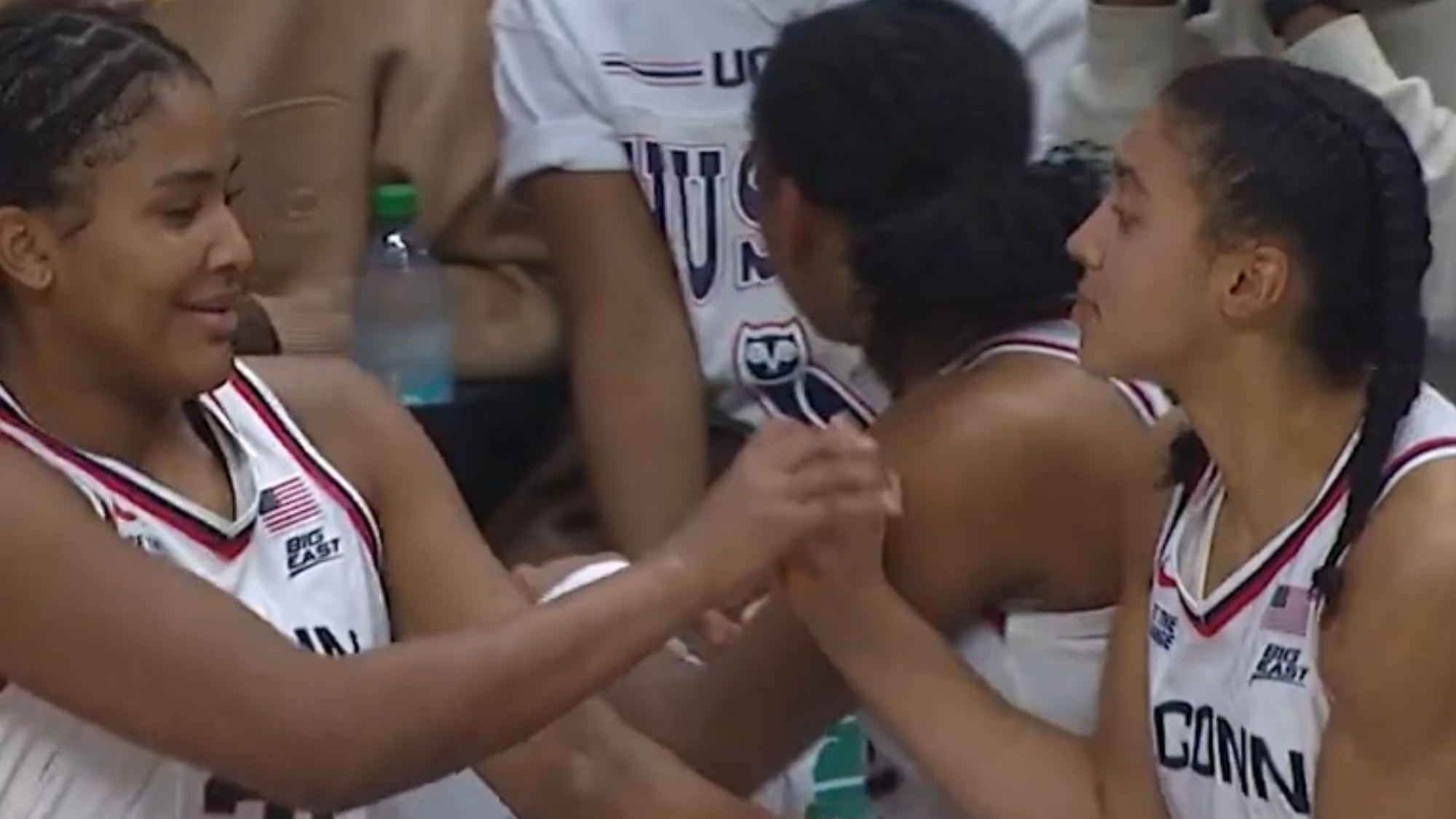 Azzi Fudd, Sarah Strong Caught In Playful Sibling Squabble On Camera During UConn-Florida Showdown