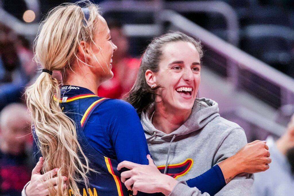 Sophie Cunningham and Caitlin Clark