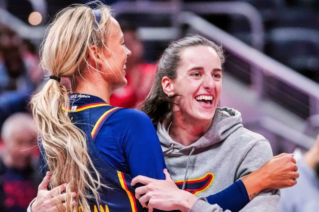 Sophie Cunningham and Caitlin Clark