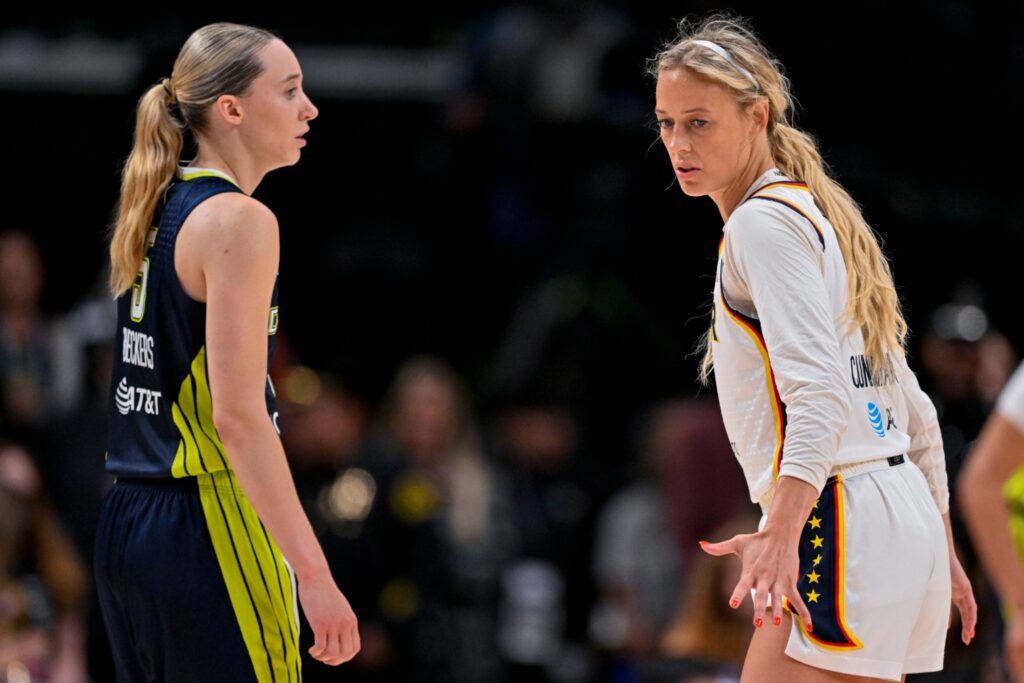 Paige Bueckers and Sophie Cunningham