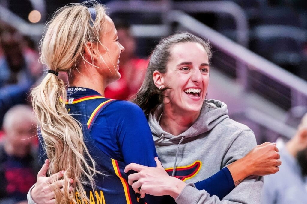 Sophie Cunningham and Caitlin Clark