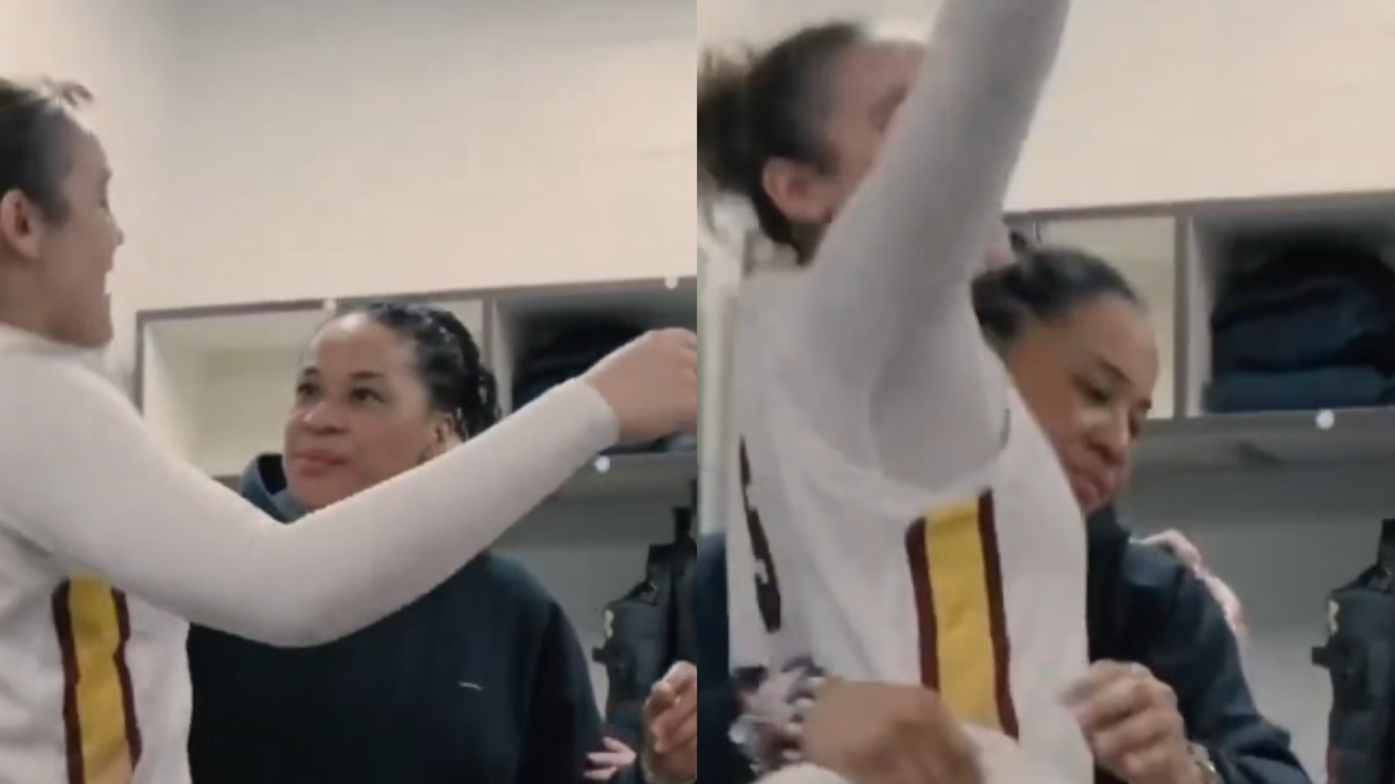 Cameras Caught Dawn Staley Embracing Tessa Johnson After 500th Career Win During SEC Showdown Against LSU