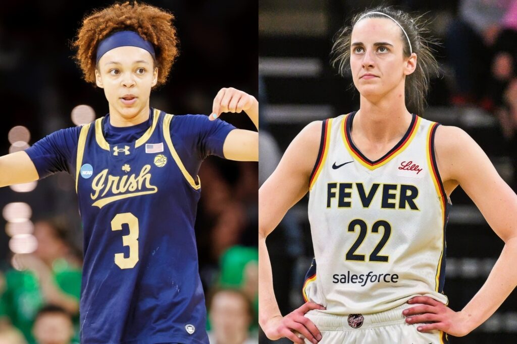 Hannah Hidalgo and Caitlin Clark