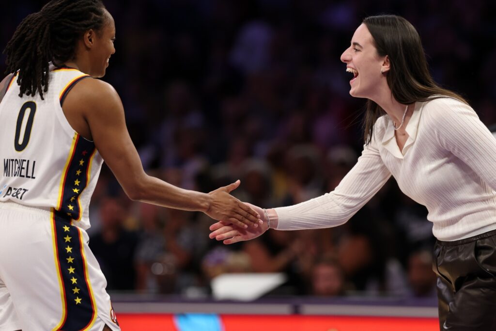 Kelsey Mitchell and Caitlin Clark