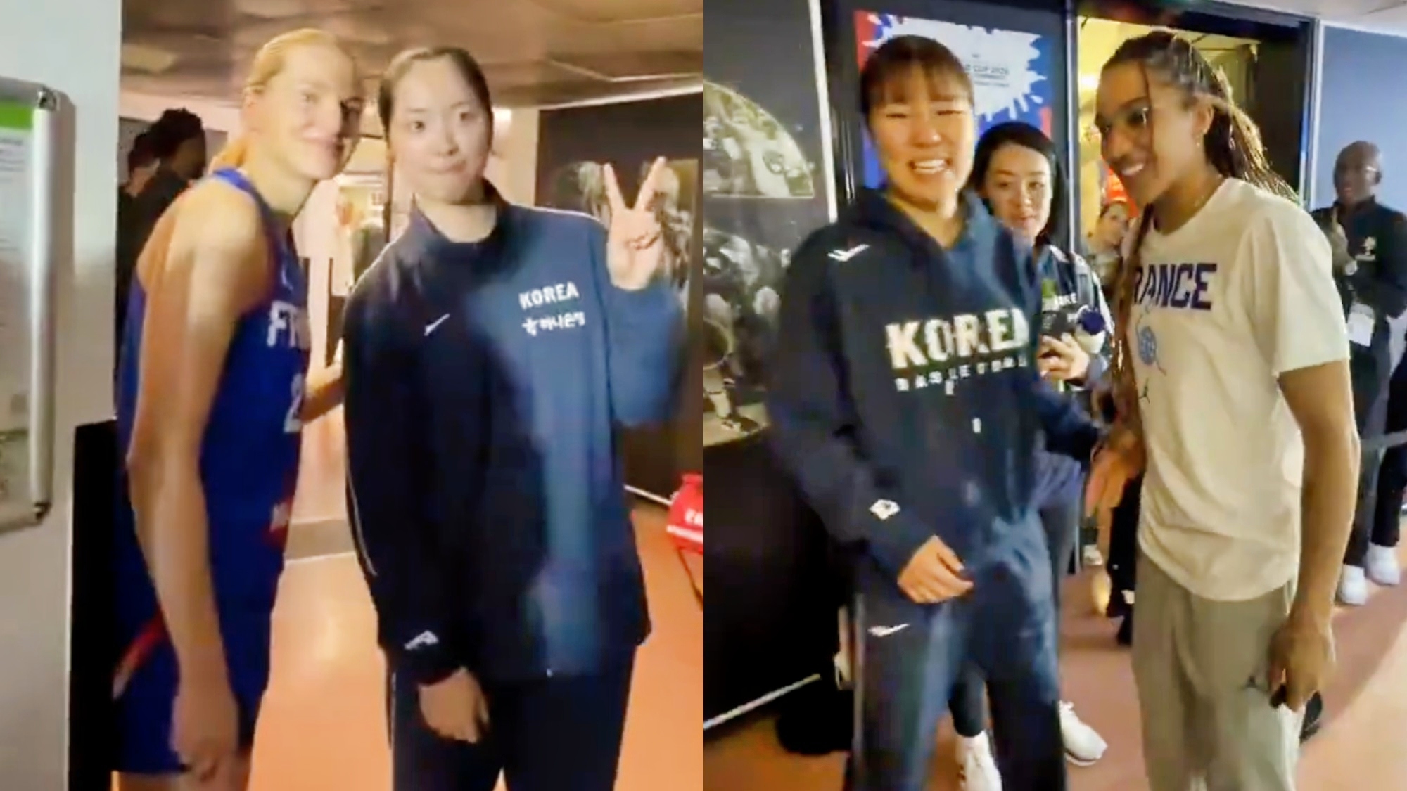 Cameras Caught Korean Players Waiting Patiently After Game For Photos With Marine Johannes And Gabby Williams