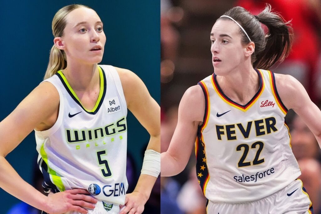 Paige Bueckers and Caitlin Clark