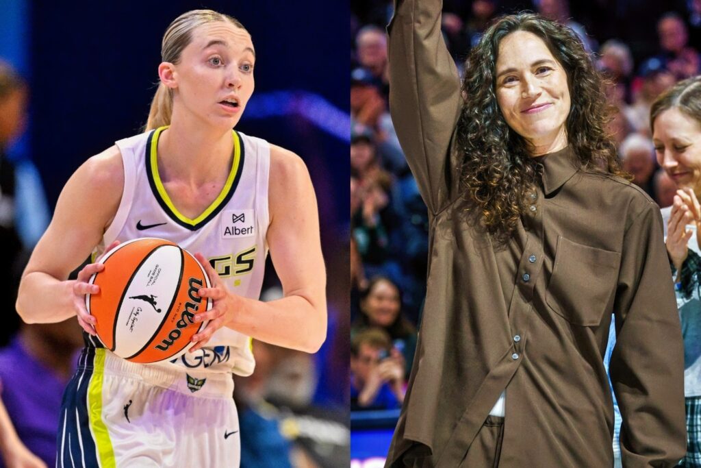 Paige Bueckers and Sue Bird