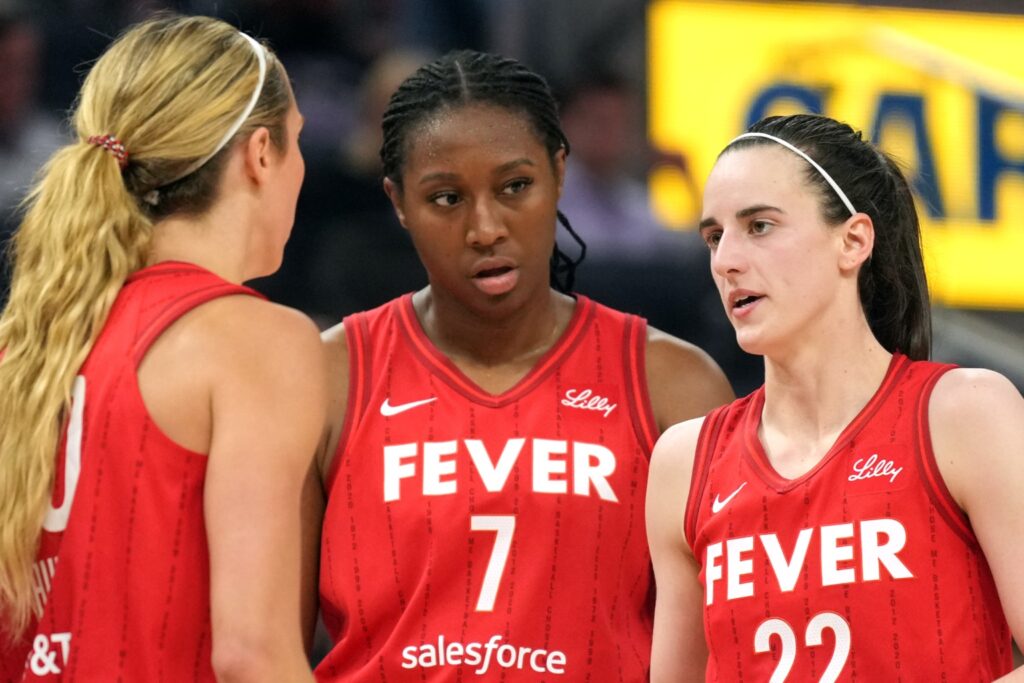 Lexie Hull, Aliyah Boston and Caitlin Clark