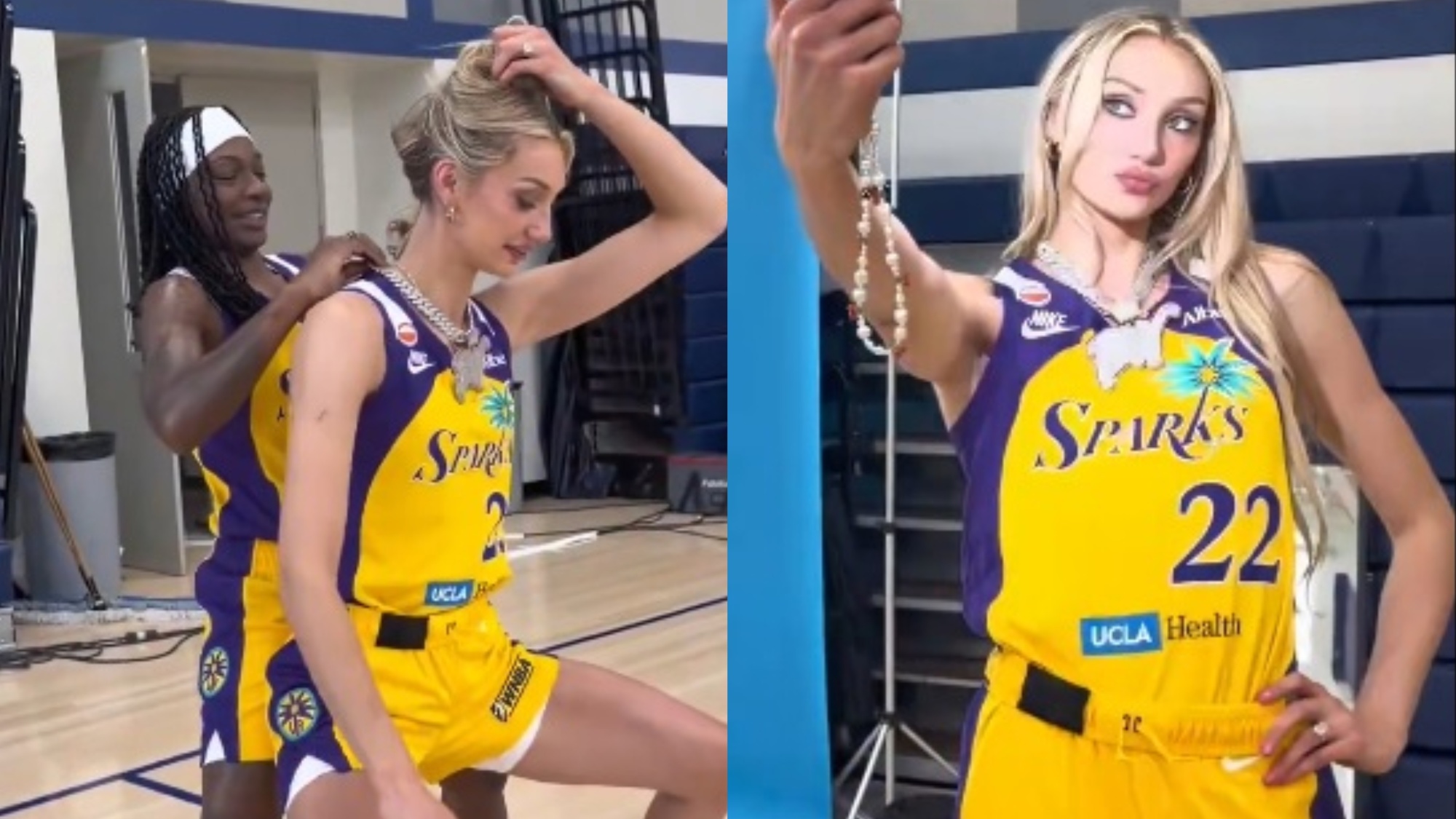 Watch Erica Wheeler Ice Out Cameron Brink Ahead Of Los Angeles Sparks Media Day
