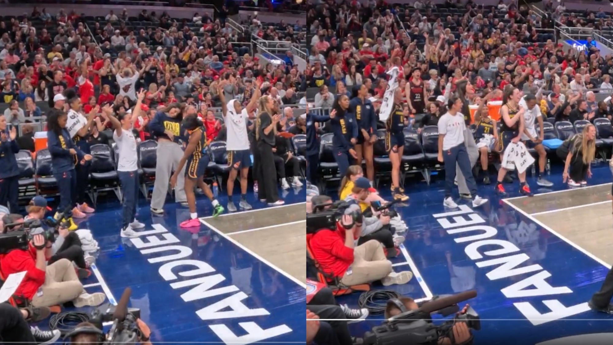 Watch Indiana Fever Bench Mob Go Wild Hyping Up The Crowd During Game Against Nigeria