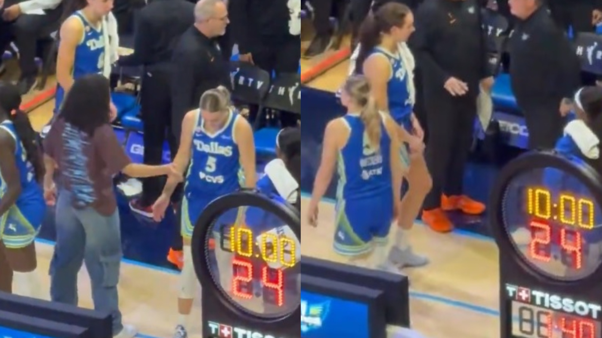 Paige Bueckers Awkwardly Leaves Azzi Fudd Hanging In Viral Sideline Moment [VIDEO]